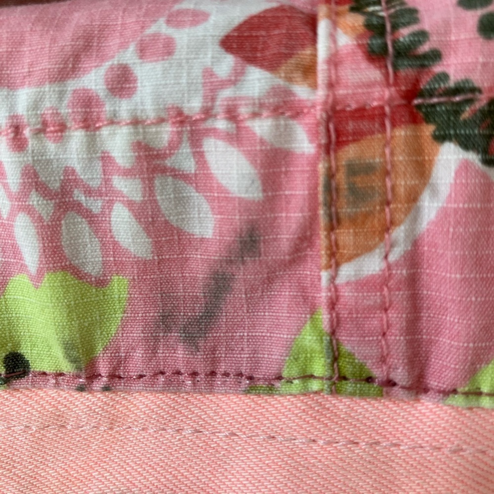 Handmade Upcycled Cotton Tote, Shoulder Bag, Salmon Pink/Green, Floral - Picture 7 of 7